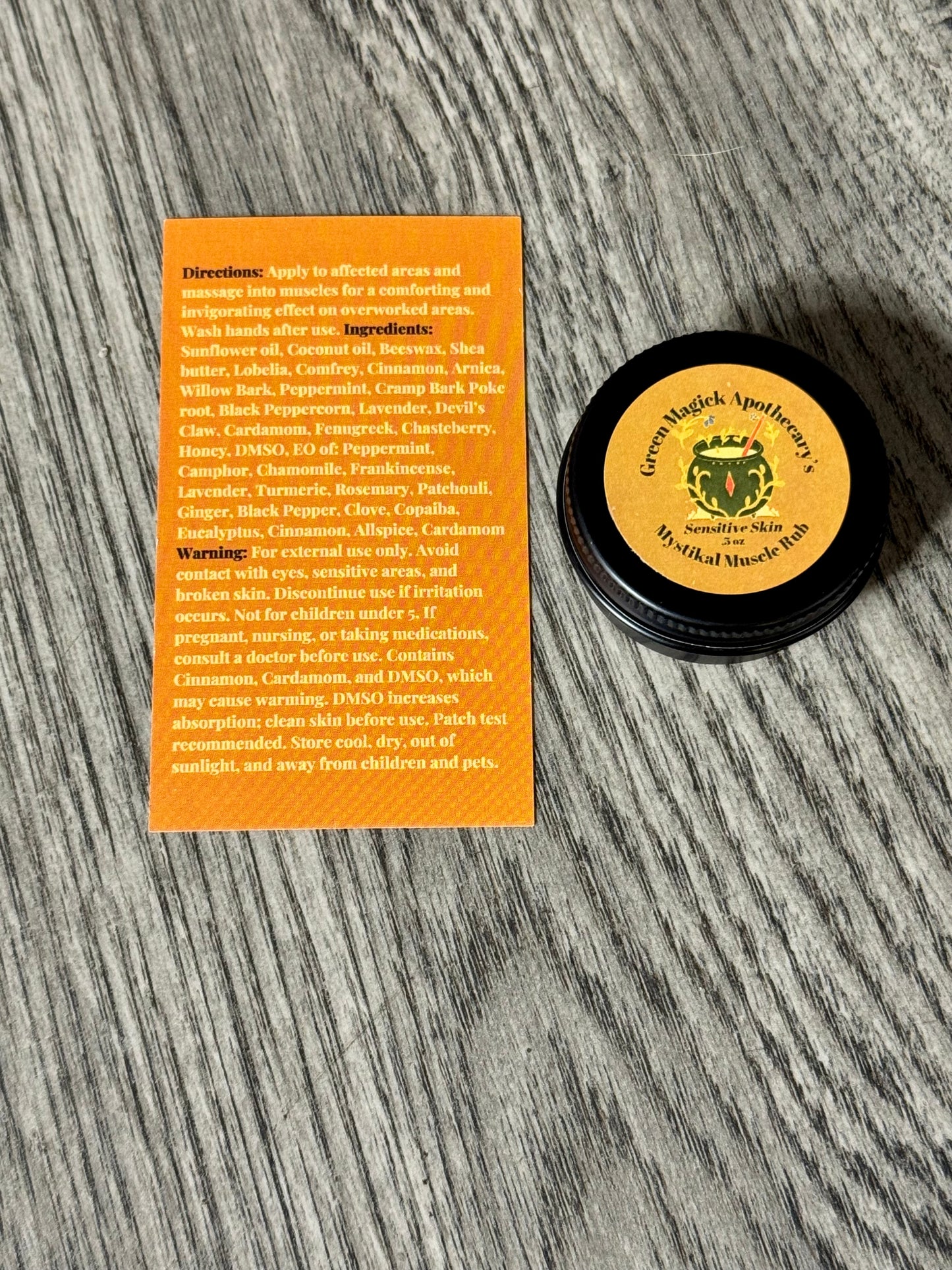 Mystikal Muscle Rub Sensitive Skin (0.5 oz Trial Size) | Green Magick Balms by Green Magick Apothecary
