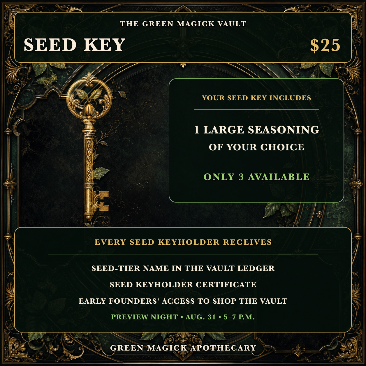 BECOME A FOUNDING KEYHOLDER | The Green Magick Vault