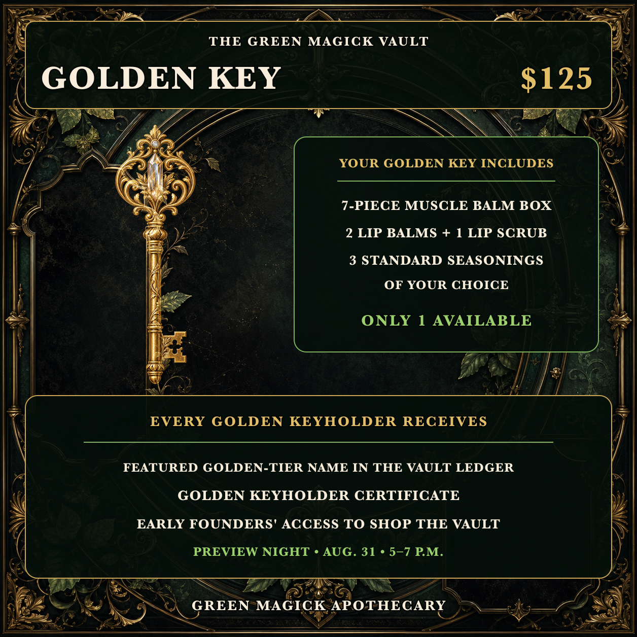 BECOME A FOUNDING KEYHOLDER | The Green Magick Vault