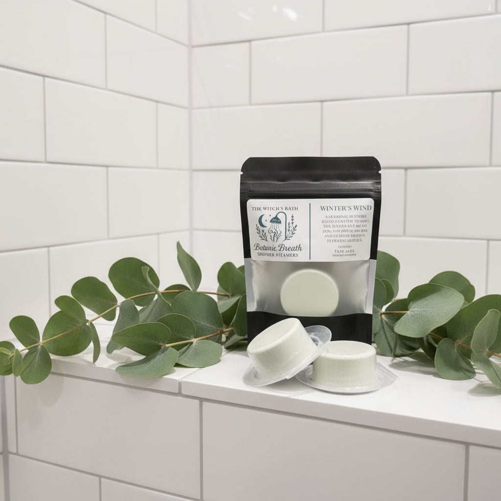 🌬️ Winter’s Wind (Set of 2 × 1.5 oz) | The Witch’s Bath: Botanic Breath Shower Steamers by Green Magick Apothecary