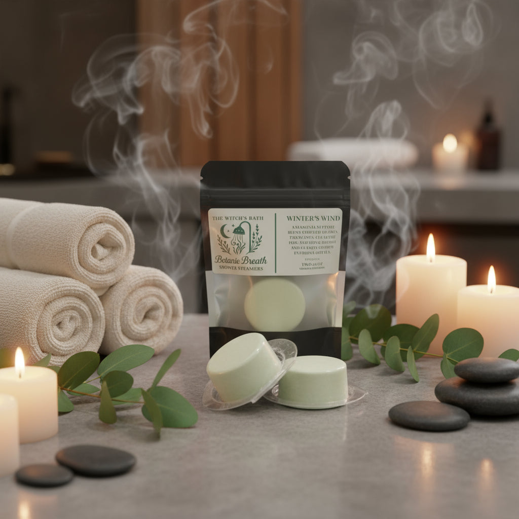 🌬️ Winter’s Wind - Botanic Breath Shower Steamers | The Witch’s Bath by Green Magick Apothecary (Set of 2 × 1.5 oz)