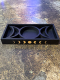 Triple Moon & Moon Phase Wooden Tarot Card Tray | Green Magick Vault