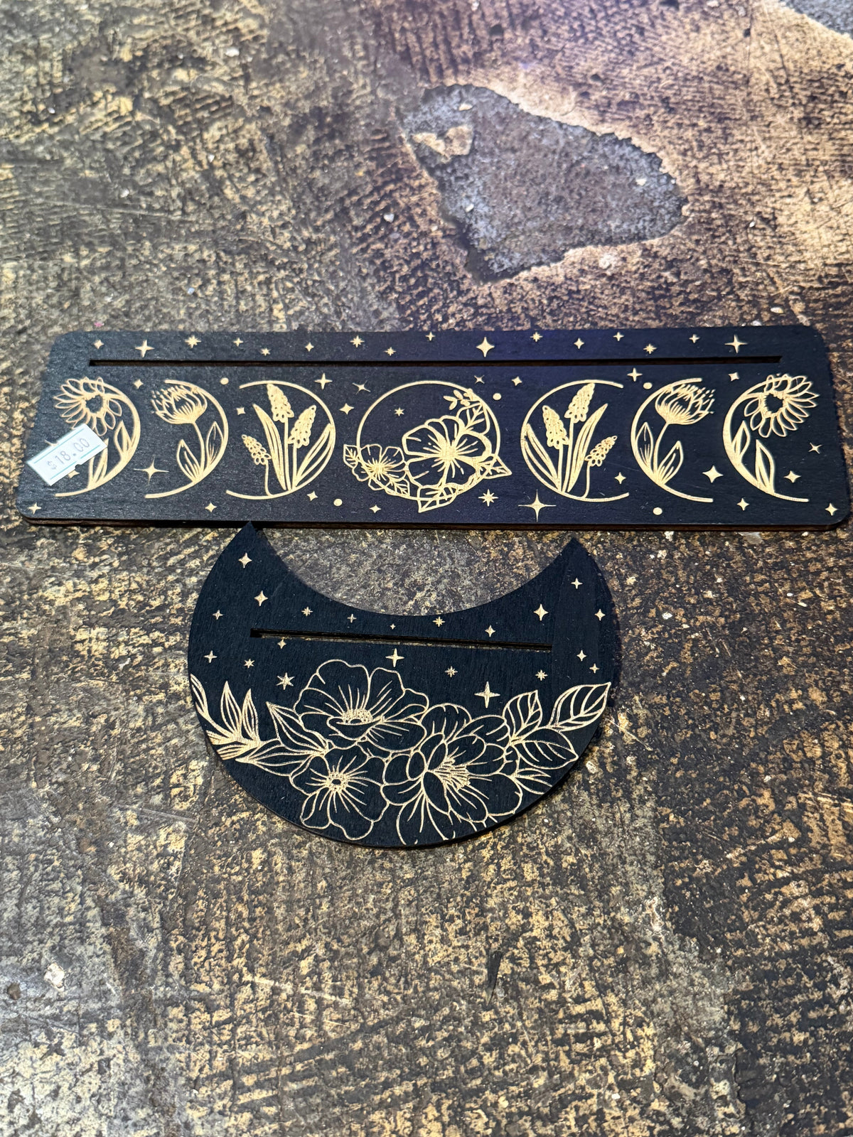 Flower Bloom & Moon Phase Tarot Card Holder Set | Green Magick Vault