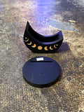 Black Wooden Moon Phase Tarot Card Holder – 2 Piece | Green Magick Vault