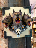 Mounted Cerberus mythical creature head by Gaelic Wolf