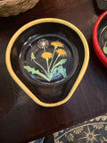 Kelly Gilleran Art black ceramic spoon rest with yellow dandelions